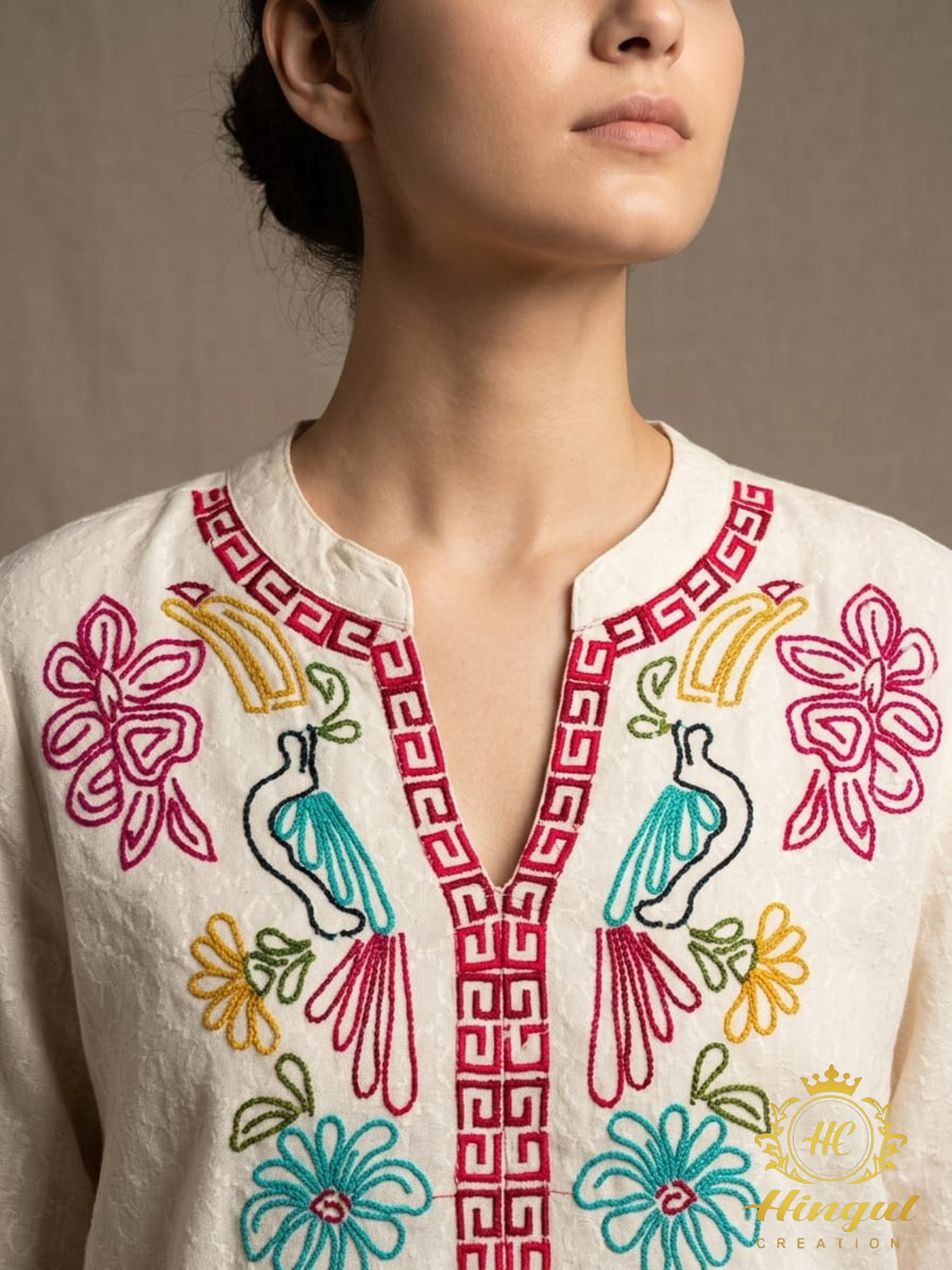 Women's Pure Mal Cotton Embroidered Tiered Dress | Floral Hand Embroidery | Casual & Summer Wear